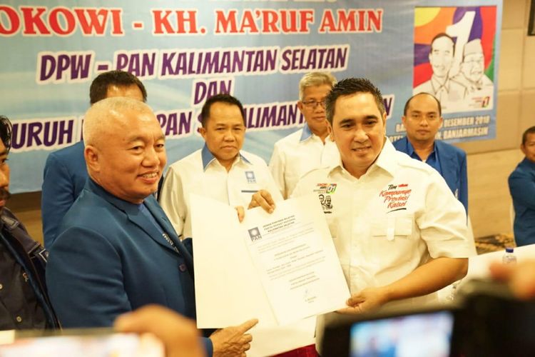Dewan Pimpinan Wilayah (DPW) Partai Amanat Nasional (PAN) Kalimantan Selatan mendeklarasikan dukungan kepada pasangan calon presiden dan wakil presiden nomor urut 01, Joko Widodo dan Maruf Amin. 