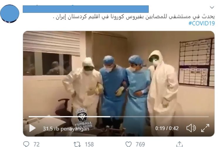 Petugas medis di Iran menari agar tetap semangat di tengah meluasnya virus corona