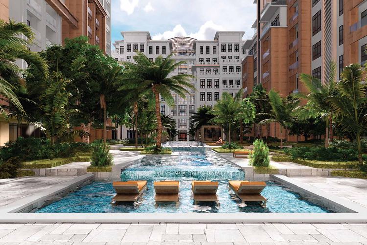 Fasilitas kolam renang Le Parc di Kompleks Thamrin Nine, Jakarta Pusat