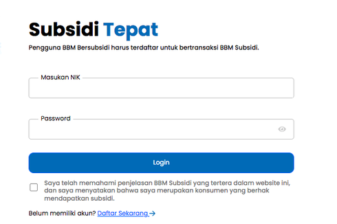 Cara Daftar BBM Subsidi Lewat Link subsiditepat.mypertamina.id