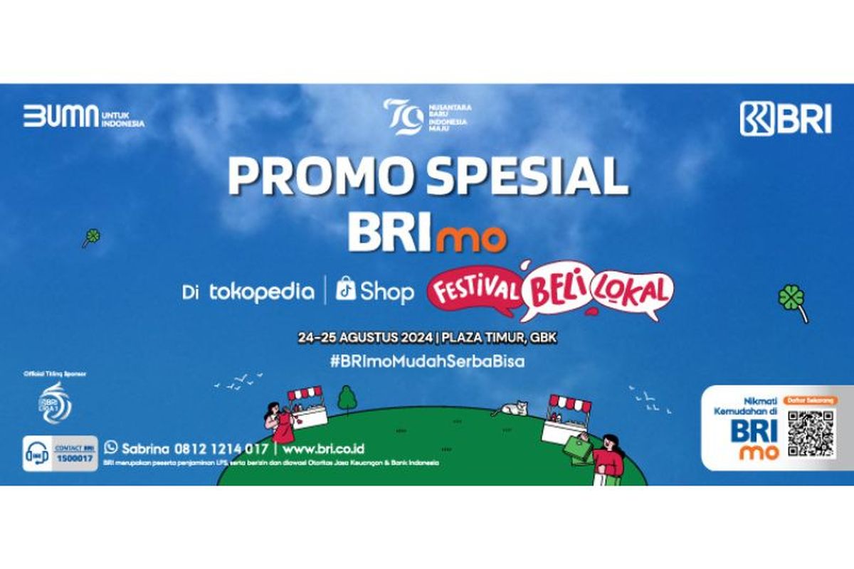 BRI berikan promo spesial di Festival Beli Lokal, Plaza Timur, Gelora Bung Karno, Jakarta Pusat,Sabtu (24/8/2024) hingga Minggu (25/8/2024).