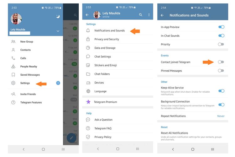 Cara menghilangkan notifikasi join Telegram