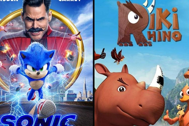 Poster film Sonic The Hedgehog dan Riki Rhino.