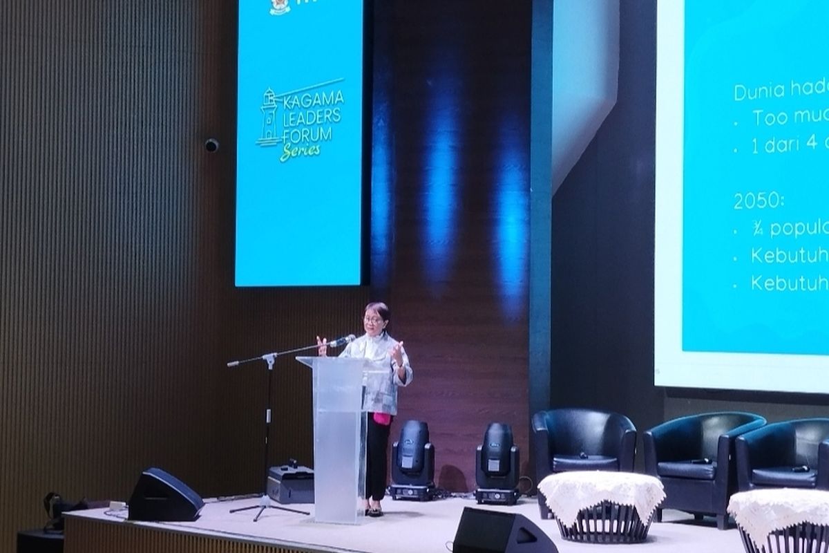 Retno Marsudi, dalam forum Kagama Leaders Forum Series bertajuk Daulat Pangan di Tengah Disrupsi Geopolitik dan Perang Dagang, Kamis (17/7/2025).