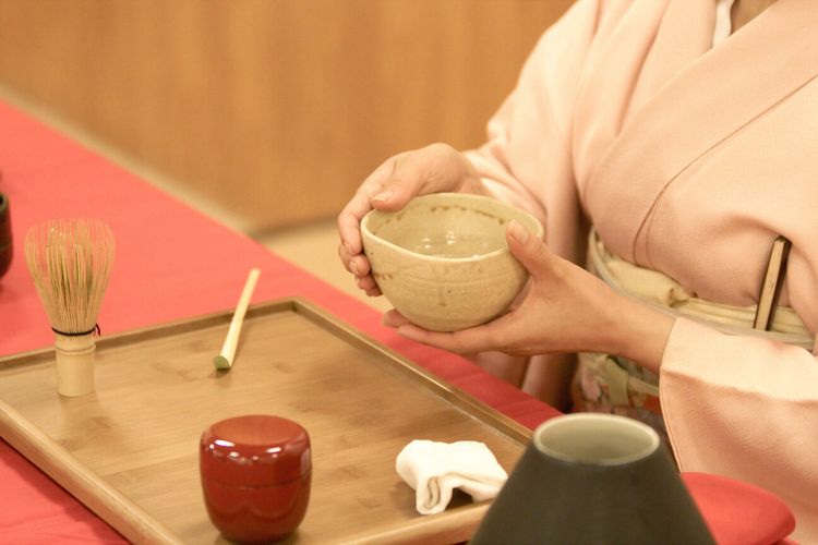 Ilustrasi upacara minum teh.
