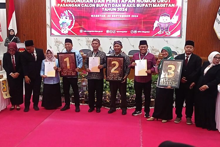 Perang yel yel sempat mewarnai kegiatan pencabutan nomor urut paslon Bupati dan Wakil Bupati Magetan Pilkada Tahun 2024. Dalam undian nomor urut paslon Bupati dan Wakil Bupati Magetan adalah nomor 1 pasangan Nanik Endang Rusminiarti-Suyatni Priasmoro, nomor urut 2 Hergunadi-Basuki Babussalam dan nomor urut 3 Sujatno-Ida Yuhana Ulfa.