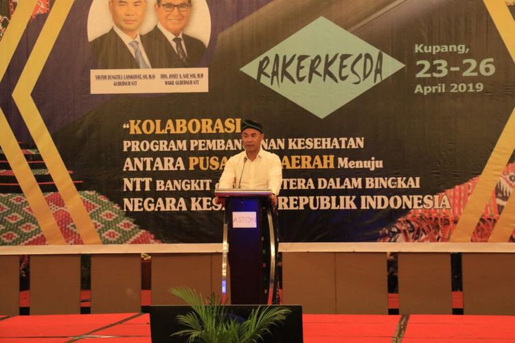 Gubernur NTT Viktor Bungtilu Laiskodat saat berbicara dalam kegiatan Rapat Kerja Kesehatan Daerah (Rakerkesda) Provinsi NTT Tahun 2019 di Hotel Aston, Kamis (25/4/2019)