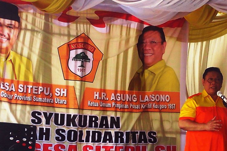 Agung Laksono saat melakukan konsolidasi dukungan untuk Ngongesa Sitepu di Medan