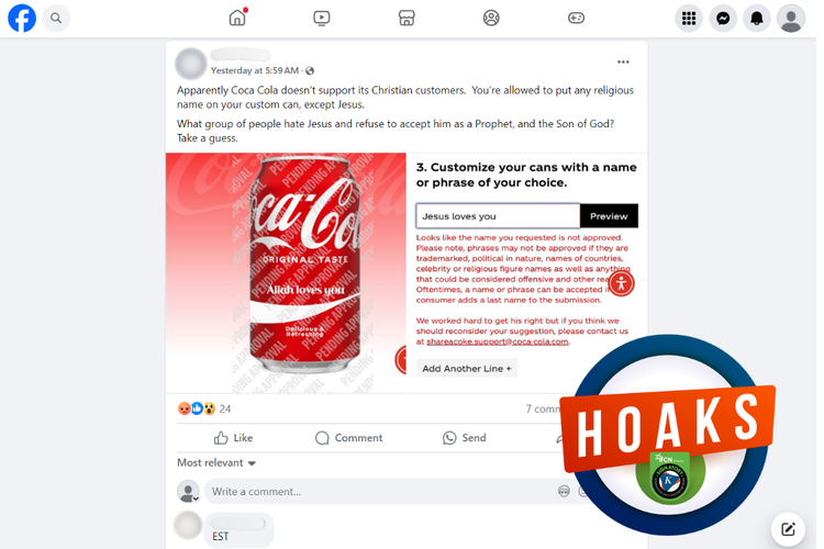 Tidak Benar Kaleng Produk Minuman Bersoda Diskriminasi Umat Kristen