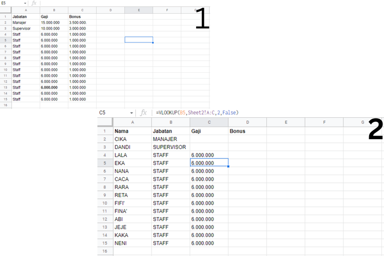 cara menggunakan vlookup di google sheets