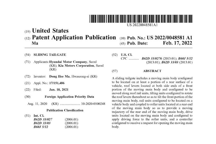 Paten teknologi Hyundai untuk pintu belakang model geser ke atas