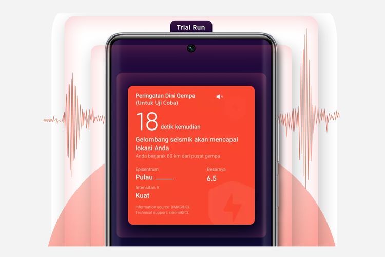 Uji coba fitur peringatan dini gempa bumi pada smartphone Xiaomi di Indonesia