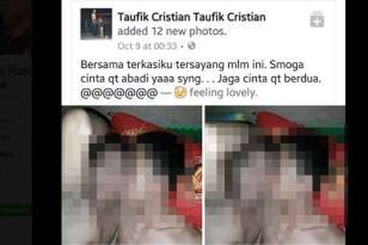 Postingan di facebook yang diprotes netizen karena mengumbar kemesraan sepasang lelaki.