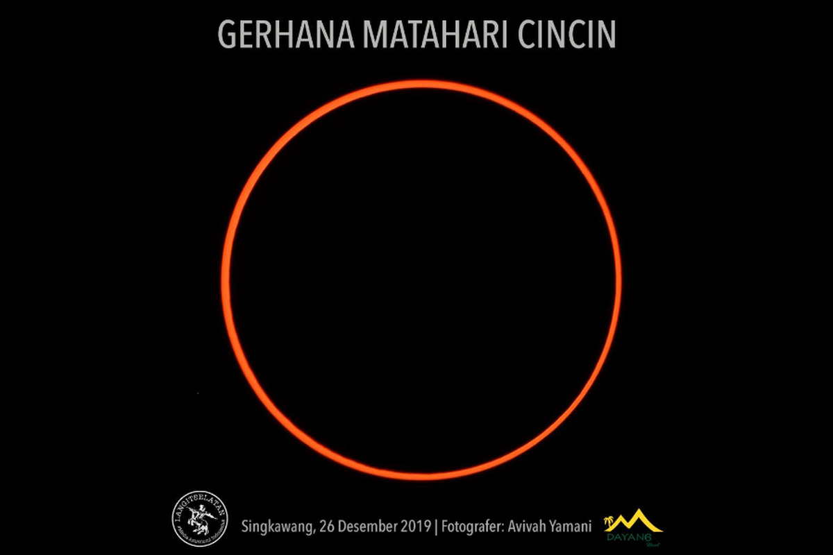Gerhana matahari cincin yang tampak di Singkawang, Kamis (26/12/2019).