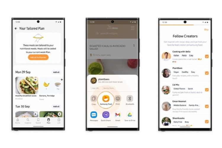 Ilustrasi Samsung Food, aplikasi resep masakan berbasis AI