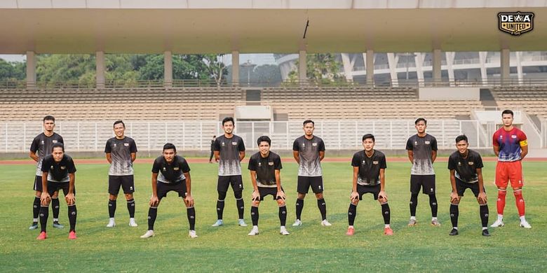 Line up Dewa United saat ujicoba guna persiapan Liga 2 2021.