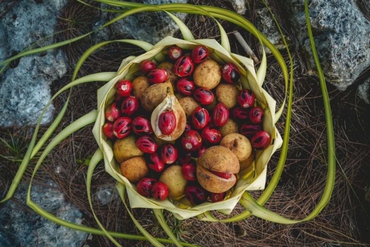 Buah pala yang telah dipanen