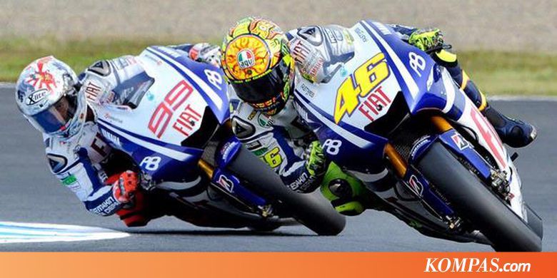 Duel antara Valentino Rossi dan Jorge Lorenzo di Sirkuti Motegi, Jeoang pada tahun 2010.