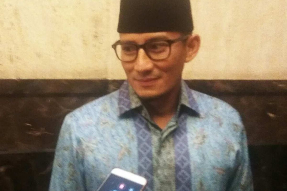 Wakil Gubernur terpilih DKI Jakarta Sandiaga Uno di acara buka puasa bersama dan perayaan ulang tahun Himpunan Pengusaha Muda Indonesia (HIPMI) di Hotel Ritz-Carlton, Kuningan, Jakarta Selatan, Rabu (14/6/2017).