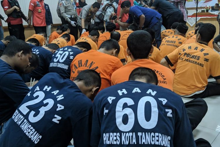 Para pelaku penyalahgunaan narkoba yang ditangkap Polresta Tangerang, Selasa (14/1/2020)