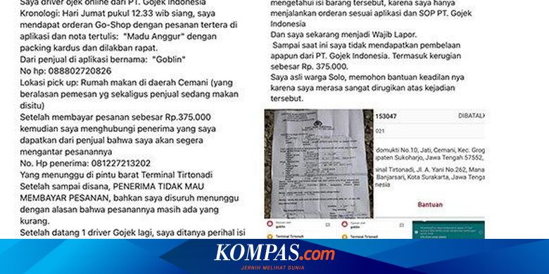 Antar Miras Pelanggan Driver Ojol Ini Ditangkap, Polisi: Tidak Jadi Tersangka - Vimarsana News