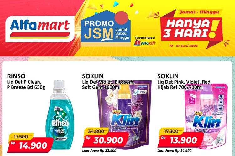 Promo JSM Alfamart 19-21 Juni 2026, SoKlin Cuma Rp 13.900