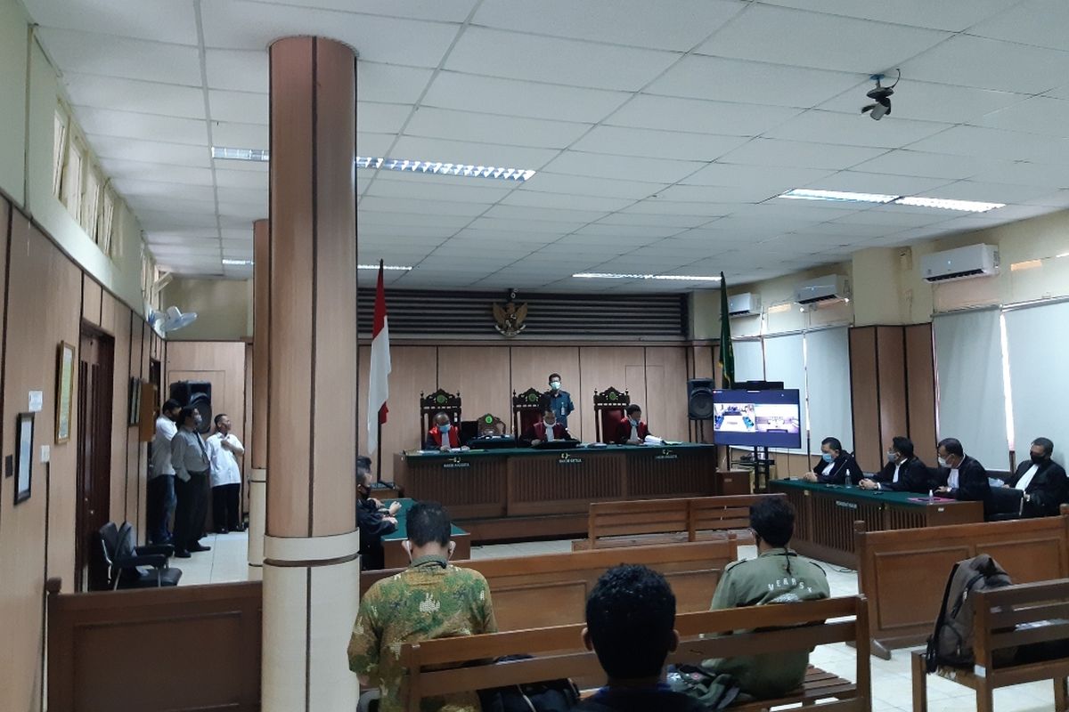 Suasana sidang putusan kasus penyiraman air keras penyidik KPK Novel Baswedan di PN Jakarta Utara, Kamis (16/7/2020)