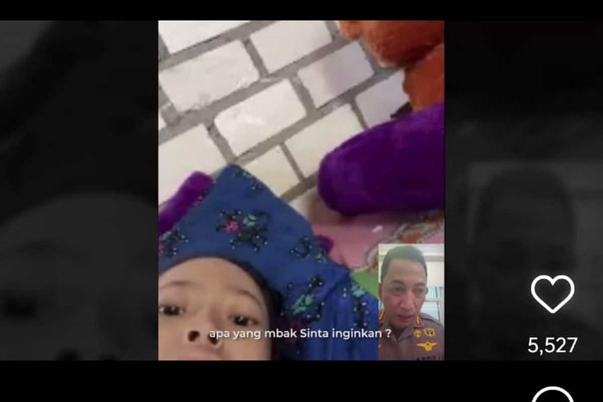 Kapolri Jenderal Listyo Sigit melakukan video call dengan Aulia Sinta, penderita tumor di kaki.