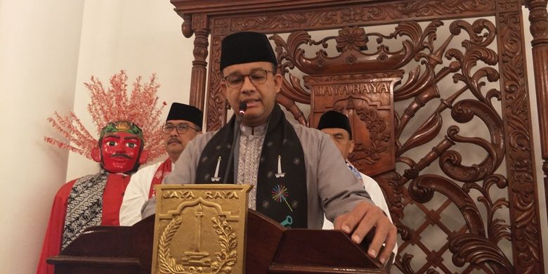 Gubernur DKI Jakarta Anies Baswedan di Balai Kota DKI Jakarta, Jalan Medan Merdeka Selatan, Jumat (1/11/2019).