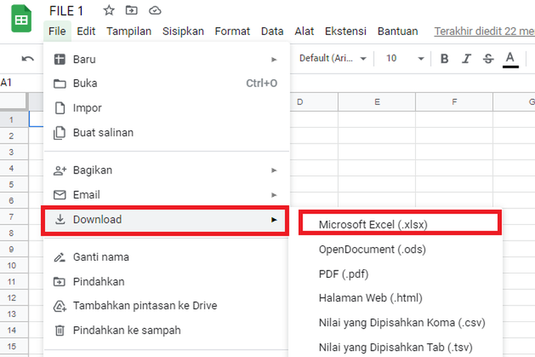 Cara Mengubah Google Sheets ke Microsoft Excel