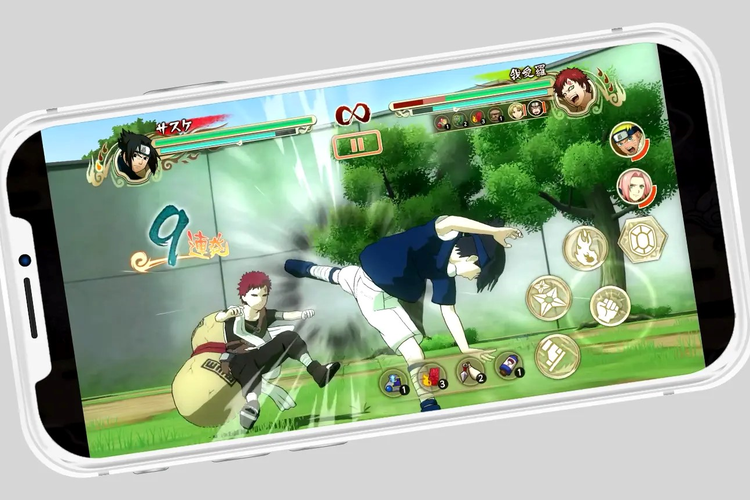 Tampilan Naruto: Ultimate Ninja Storm di platform mobile.