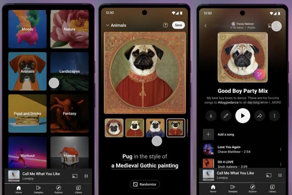 Ilustrasi gambar playlist YouTube Music yang bisa diganti dengan gambar generative AI.