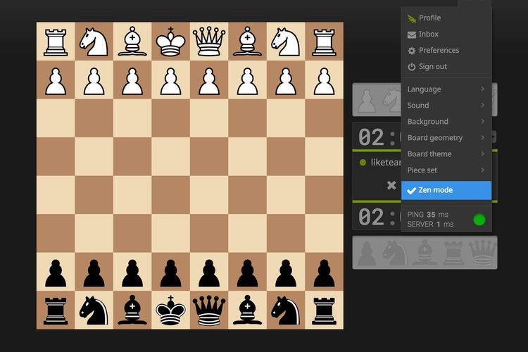 Tangkapan layar game Lichess