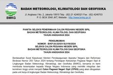 BMKG Buka 250 Formasi CPNS 2024, Gaji hingga Rp 9 Juta