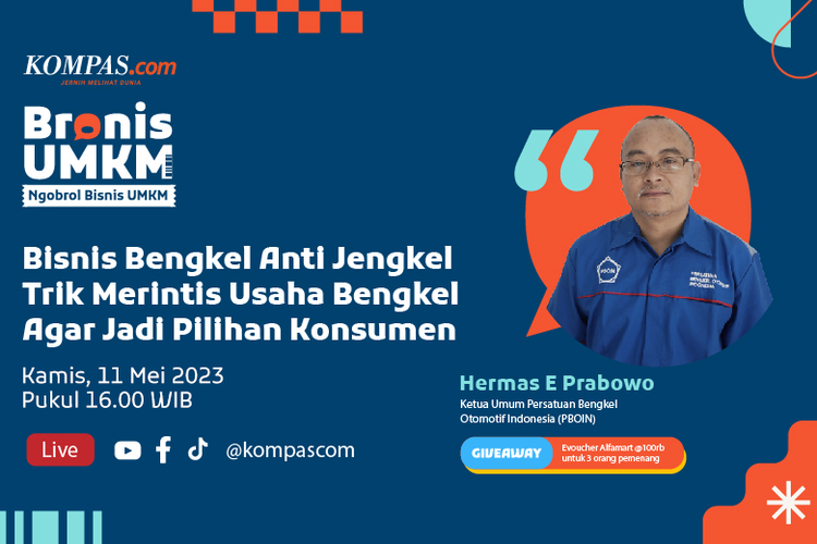 Program Bronis UMKM 11 Mei 2023 akan membahas topik seputar usaha bengkel di Indonesia.