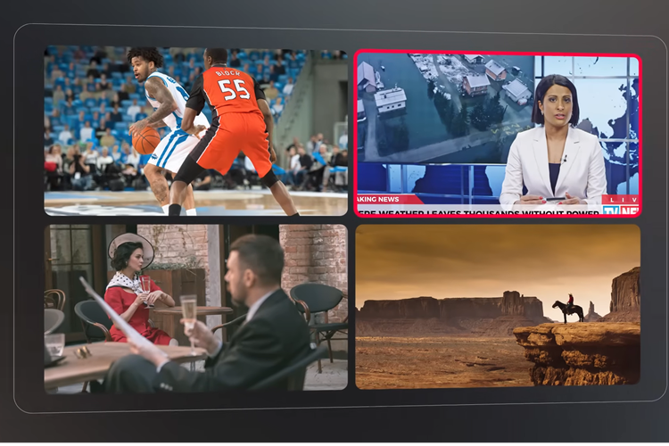 Tampilan mengakses video dengan fitur Multiview yang memungkinkan pengguna menonton 3-4 video sekaligus dalam satu waktu