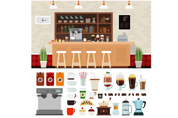 Ilustrasi franchise kedai kopi.