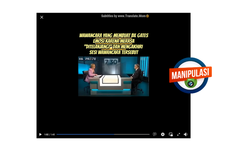 Hoaks, video Bill Gates marah kepada presenter adalah hasil manipulasi AI