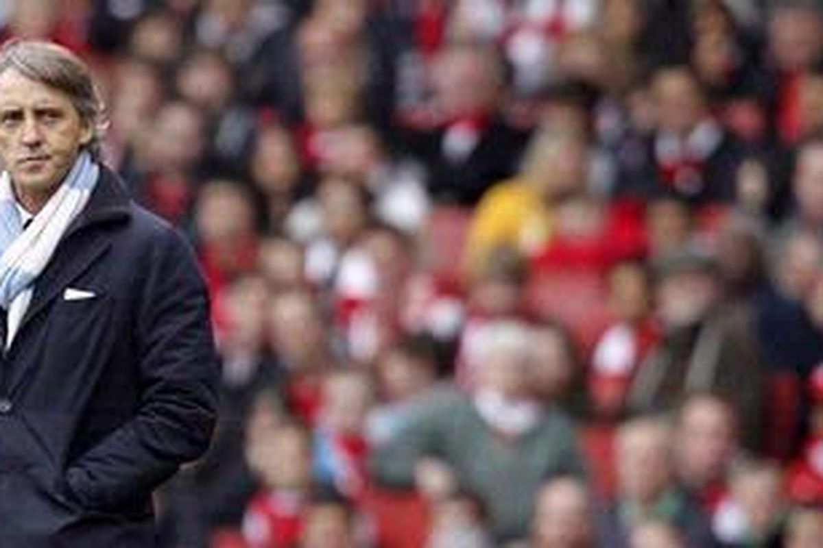 Pelatih Manchester City, Roberto Mancini.