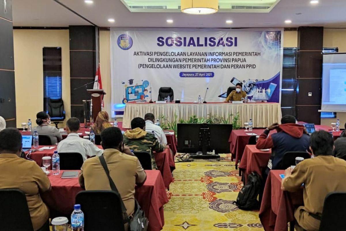 Kegiatan ?Pengelolaan Layanan Informasi Pemerintah di lingkungan Pemprov Papua? di Jayapura, Selasa (27/4/2021).