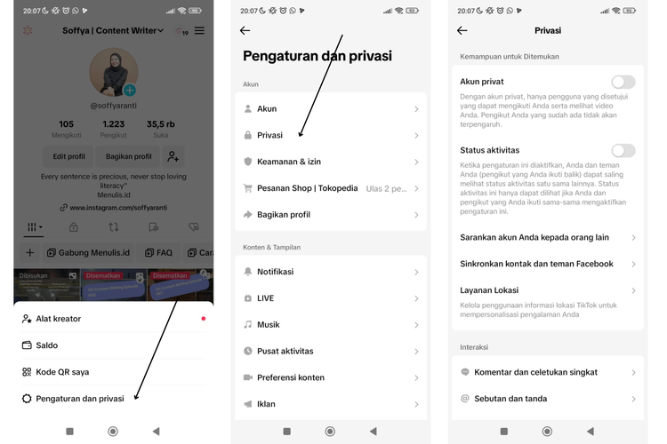 Ilustrasi cara bikin akun TikTok privat