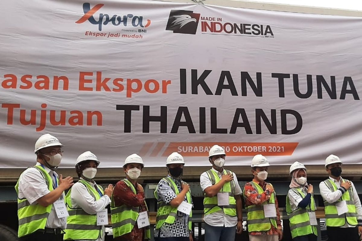 Pelepasan ekspor ikan tuna dari Surabaya ke Thailand, Sabtu (30/10/2021).