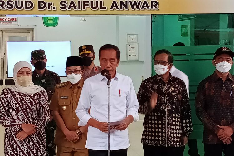 Presiden Jokowi di Rumah Sakit Saiful Anwar (RSSA), Kota Malang, Jawa Timur pada Rabu (5/10/2022)