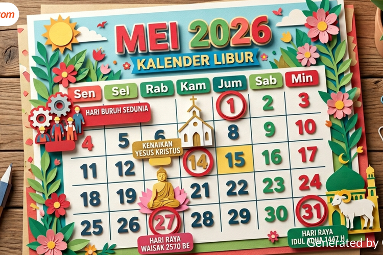Kalender Mei 2026, Cek Tanggal Merah, Cuti Bersama, dan Long Weekend