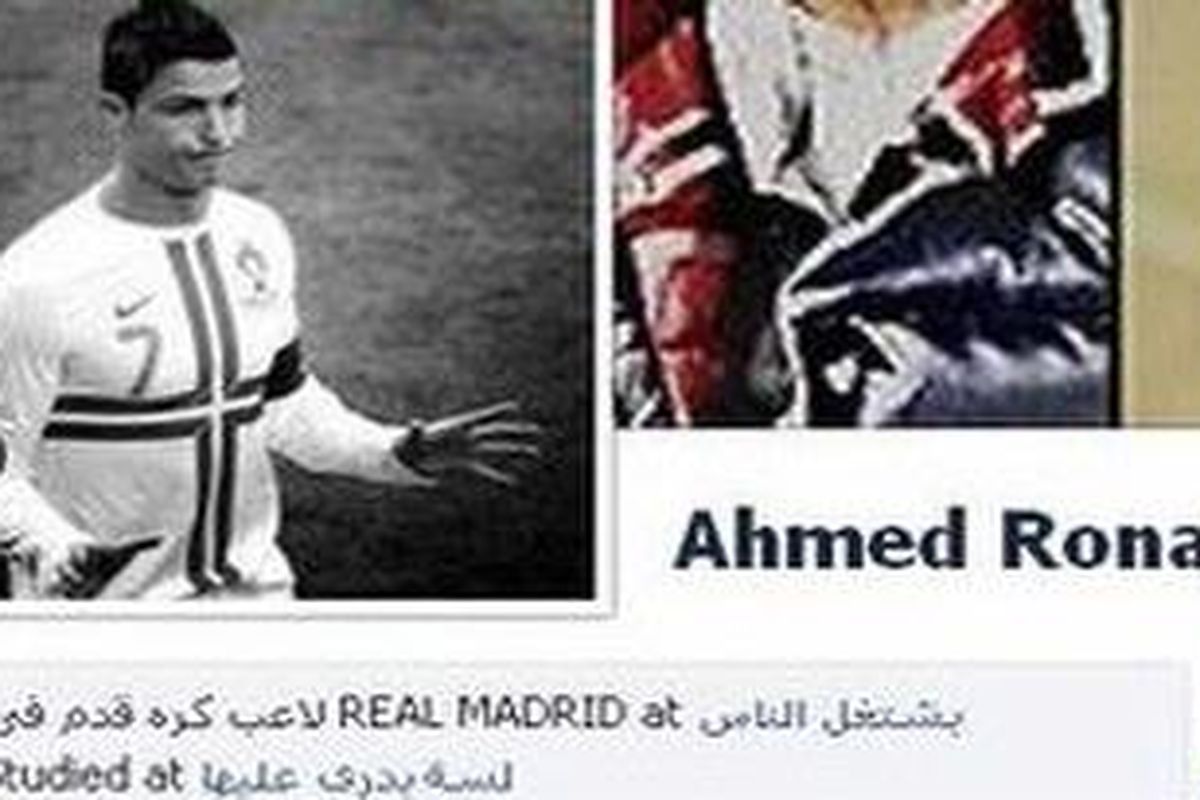 Salah satu akun palsu adalah Ahmed Ronaldo yang dibuat pengguna yang tinggal di Kairo.