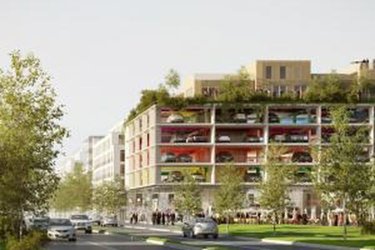 Konsultan arsitektur asal Inggris, Brisac Gonzalez Architects mengajukan proposal berupa desain kompleks hunian terintegrasi di atas bangunan parkir 