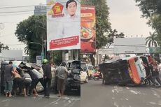 Dua Angkot Terguling usai Balapan di Lampung, 4 Orang Terluka