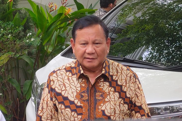 Ketua Umum Partai Gerindra Prabowo Subianto di kawasan Jakarta Selatan,  Selasa (25/4/2023).