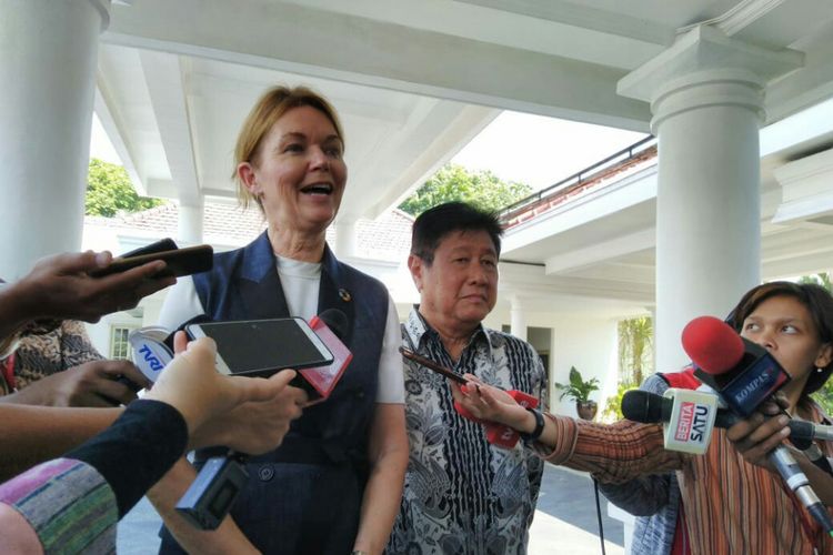 CEO and Executive Director United Nations (UN) Global Compact Lise Kingo usai menemui Wakil Presiden Jusuf Kalla