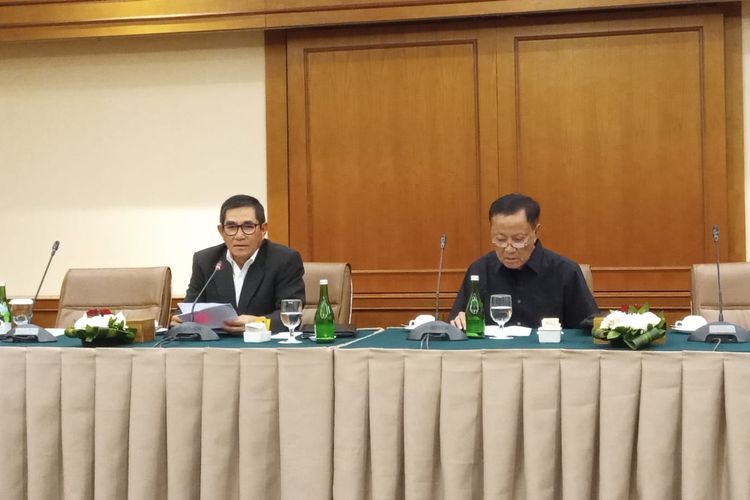 Konferensi pers PT Indobuilco tentang polemik Kawasan Hotel Sultan, Senayan, Jakarta, Jumat (15/9/2023).